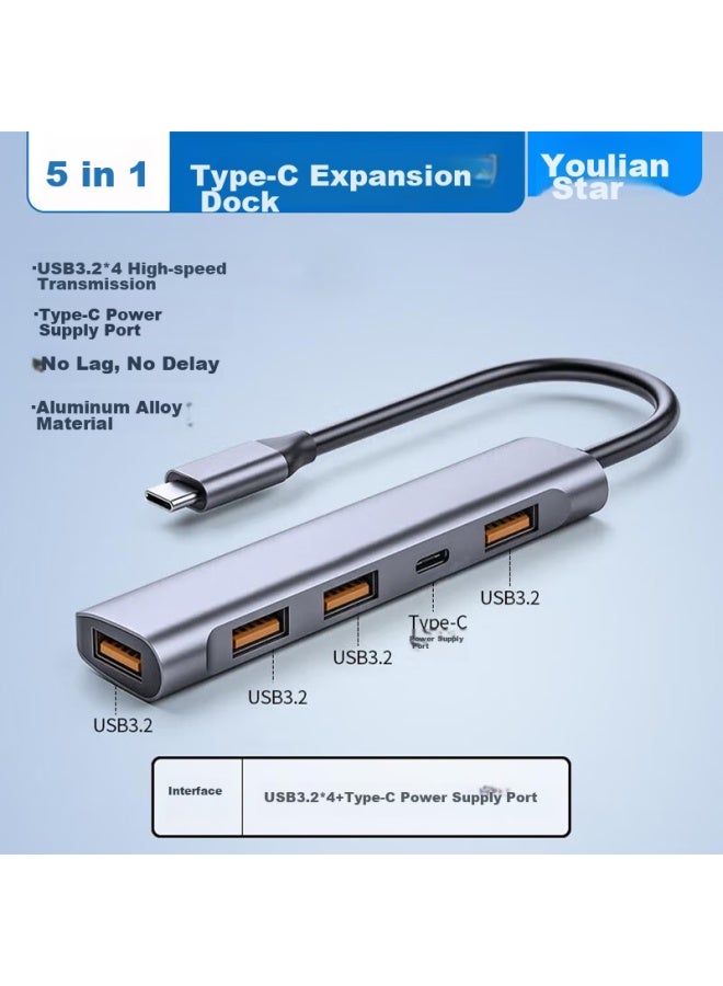 Union Star Youlianxing Type-c3.2 To Usb Hub, 10gbps Expansion Dock, Usb-c3.2gen2 High-speed 4-port Expansion Hub, Adapter For Laptops And Tablets - Image 4