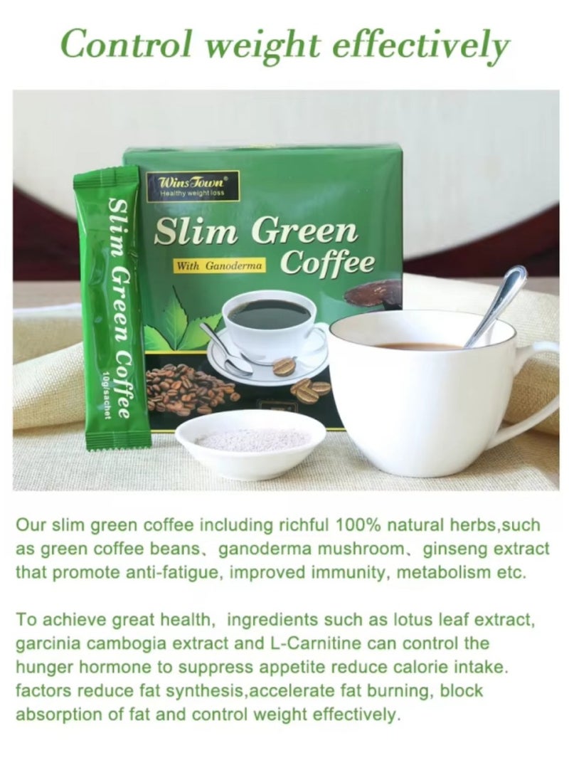 Wins Town - Light Green Slimming Ganoderma Lucidum Coffee - 18 Sticks Per Box, Enjoy Before Meals For Weight Loss - Image 1
