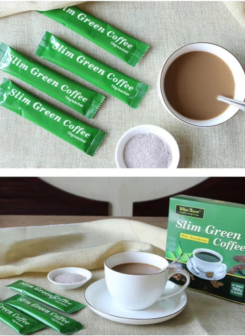 Wins Town - Light Green Slimming Ganoderma Lucidum Coffee - 18 Sticks Per Box, Enjoy Before Meals For Weight Loss - Image 1