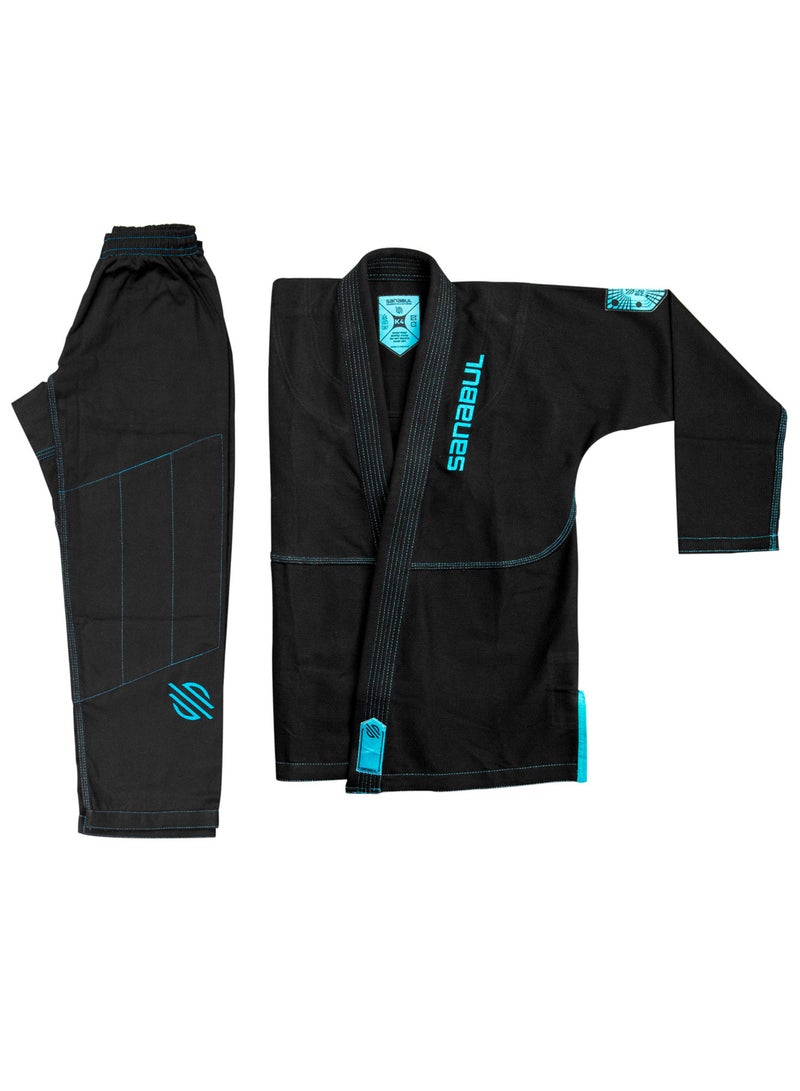Sanabul  Future Legends BJJ Gi for Kids – Premium Youth Brazilian Jiu Jitsu Kimono with FREE White Belt – Black/Blue, K3 - Image 4