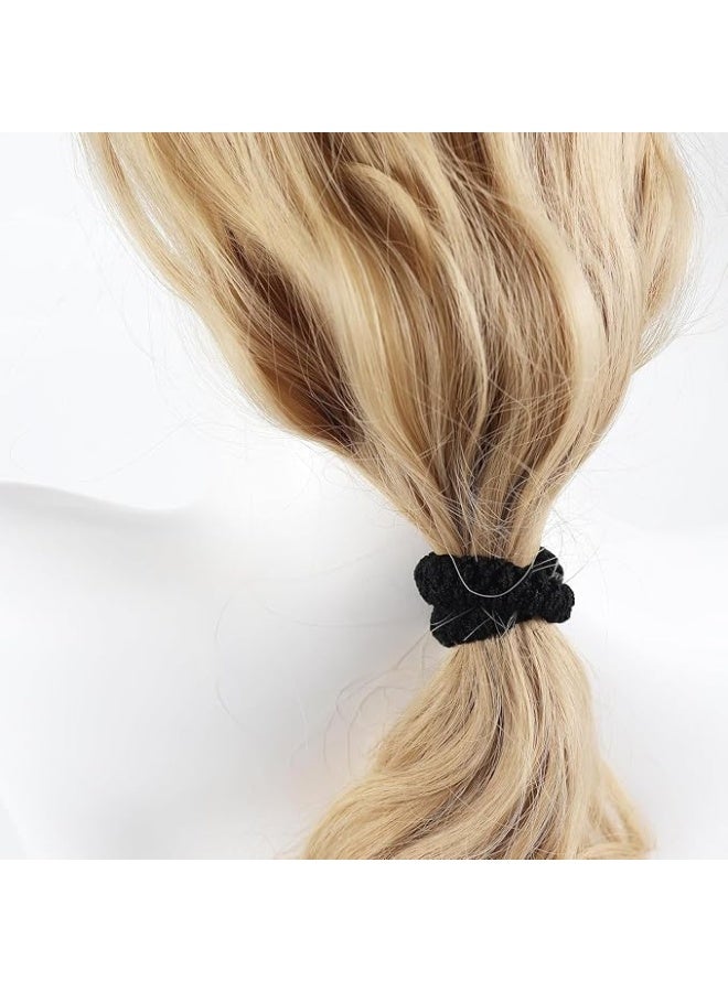12 Pcs Soft Pony Holders, Elastics Hair Bands for Thick or Curly Hair for Women and Girls, Fancy Hair Ties – Black - Image 4