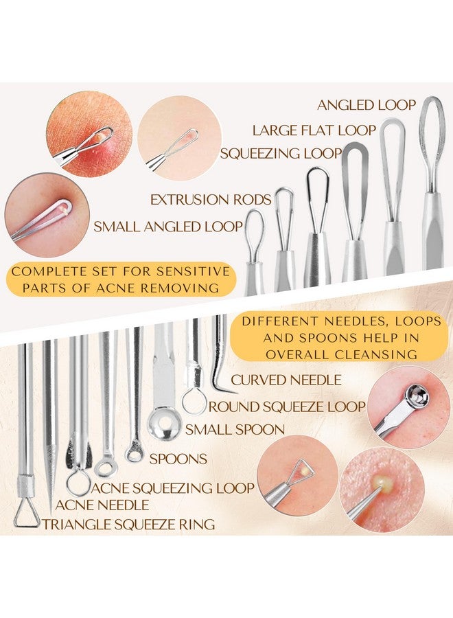 DERMATED [16 Pcs] Blackhead Remover Tools 2025 Latest Pimple Popper Tool Kit | Stainless Steel Professional Pimple Extractor Tool Kit for Blackheads, Blemish, Comdone, Acne, Zit, and Whiteheads for Face & Nose - Image 3