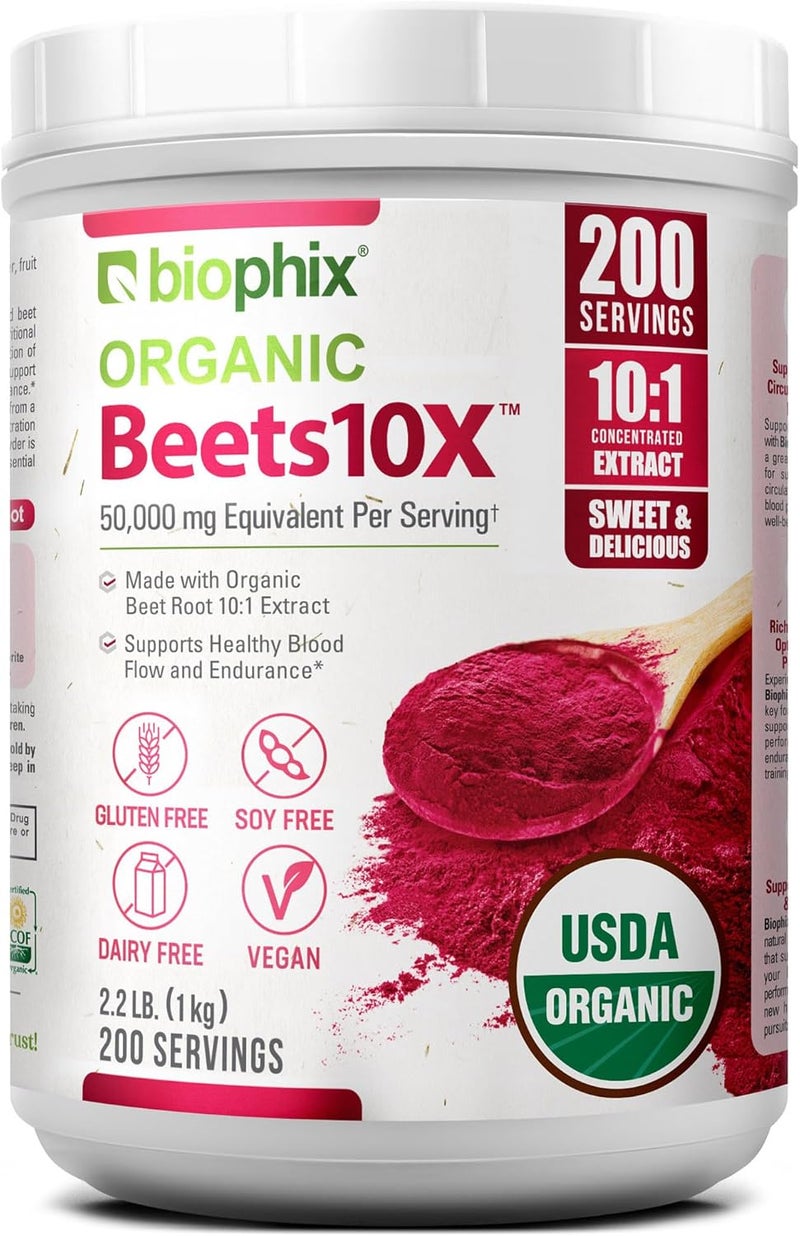 biophix Organic Beets 10X Beet Root Powder 22 lb 50000 mg Equivalent  Superfood  Powerful Antioxidant  Rich in Nitric Oxide  Supports Heart Health  Natural Flavor  No Sugar Added - Image 1