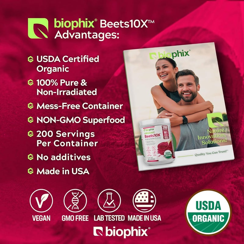 biophix Organic Beets 10X Beet Root Powder 22 lb 50000 mg Equivalent  Superfood  Powerful Antioxidant  Rich in Nitric Oxide  Supports Heart Health  Natural Flavor  No Sugar Added - Image 3