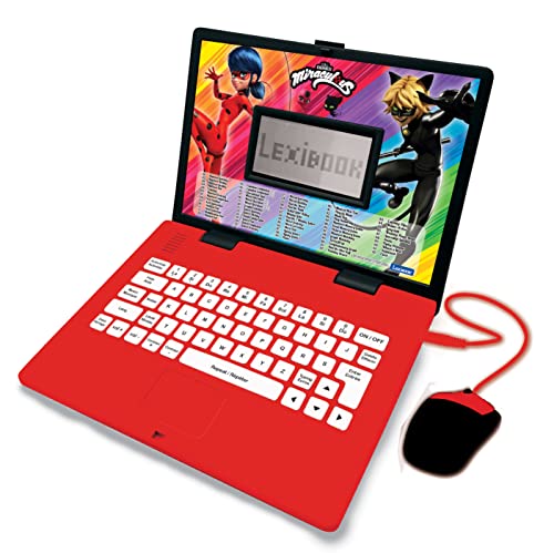 LEXiBOOK Miraculous  Educational and Bilingual Laptop EnglishSpanish  Toy for Child Kid Boys  Girls 124 Activities Learn Play Games and Music with Ladybug  RedBlack JC598MIi2 - Image 1