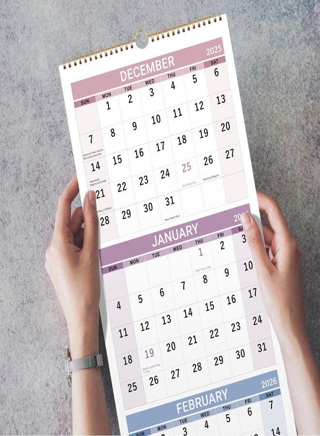 Vindora 2026 Wall Calendar - 3 Month Calendar 2026 Vertical, Jan 2026 - Dec 2026, 2026 Calendar Planner 2026, 11" x 26", Large, Lay- Flat, Perfect for Your Busy Schedule - Image 5