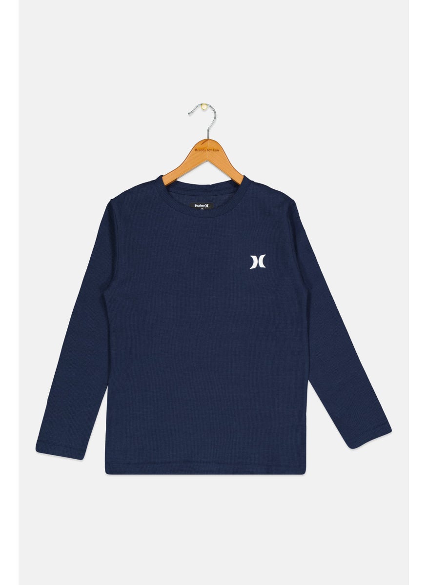 Hurley Kids Boy Sportswear Fit Long Sleeve Outdoor T Shirt, Navy  - Image 1