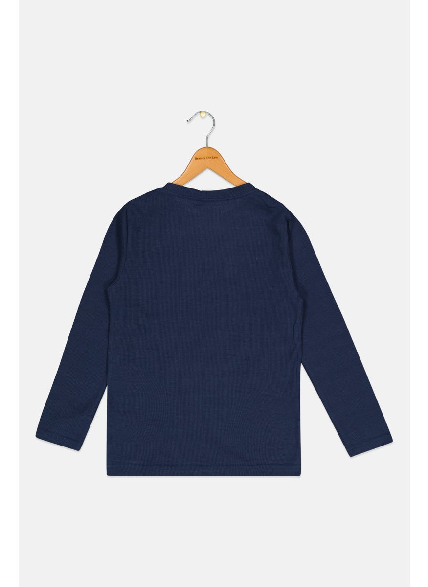 Hurley Kids Boy Sportswear Fit Long Sleeve Outdoor T Shirt, Navy  - Image 2