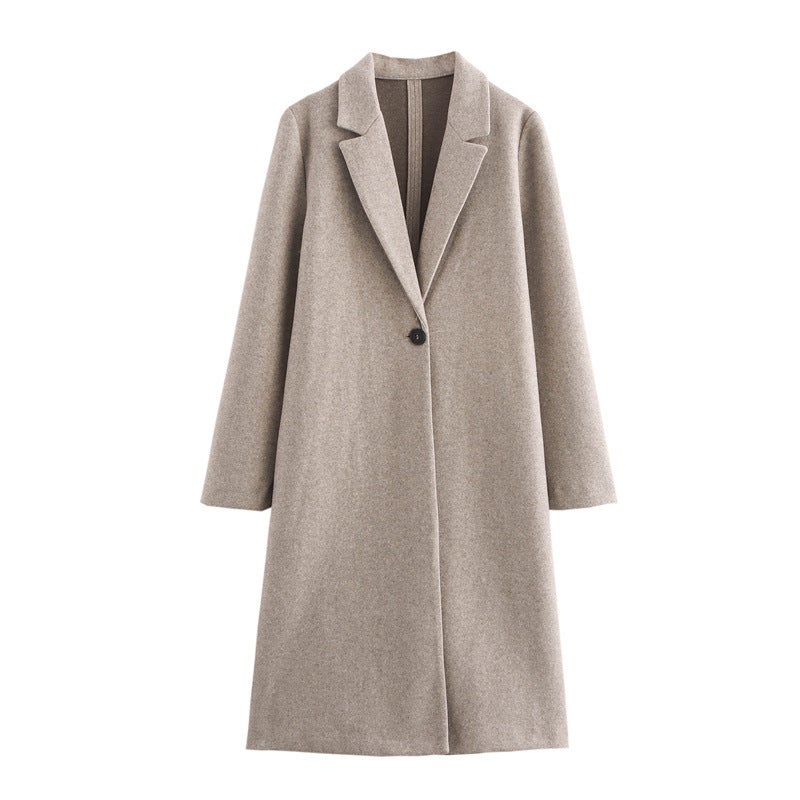 Foreign trade womens clothing wholesale 2024 autumn new European and American style fashion casual temperament long loose coat Khaki 