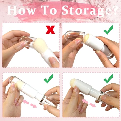 SKINPLUS Makeup Brush Set 4 in 1 Portable Travel Blending Powder Foundation Brush, Lip Brush, Highlight Brush, Eyeshadow Brush, Retractable Mini Facial Cosmetic Brush Kit (White) - Image 4