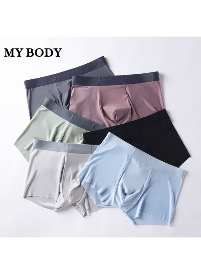 mybody Mybody Men's Underwear 3-pack Ice Silk Cooling Boxer Briefs, Haitang Color + Crystal Black + Charcoal Gray, Size L  - Image 5