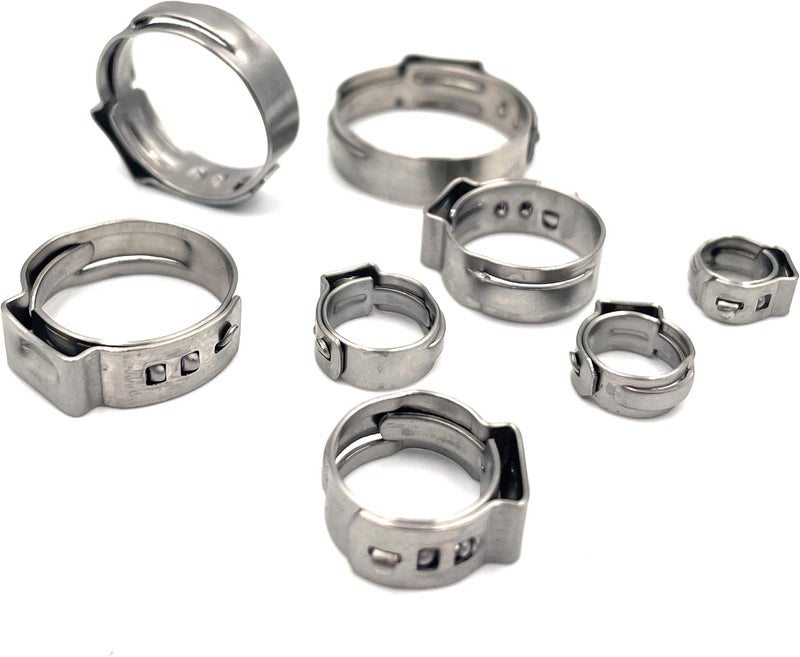 ISPINNER 25pcs 304 Stainless Steel 13.7-16.2mm Single Ear Stepless Hose Clamps - Image 4