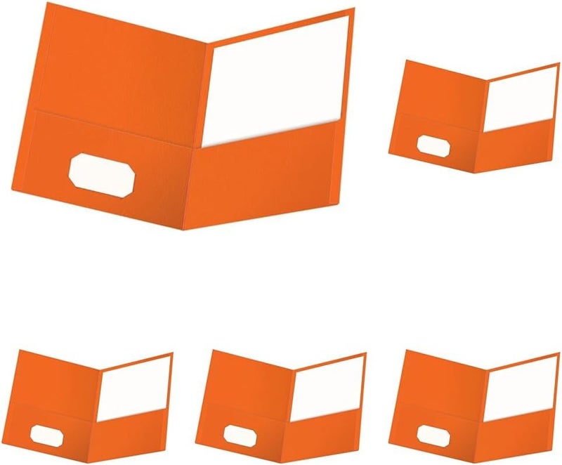 Oxford Twin-Pocket Folders,Textured Paper,Letter Size,Orange,Holds 100 Sheets (57510EE) 25 Count (Pack of 5) - Image 1