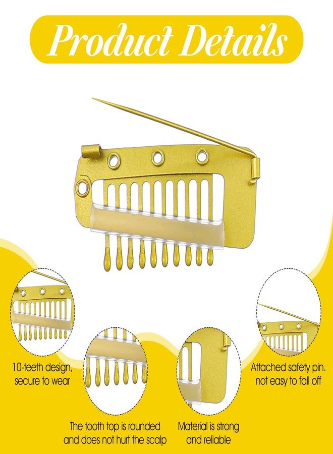 Shimmeroo 8Pcs Chunni Clips with Safety Pins, Dupatta Clips, 10-Teeth Hair Extension Snap Clip to Secure Setting Clip for Girls Women Headscarf, Scarf & Hijab, Pointed Pins - Image 3