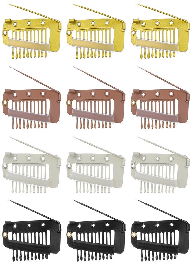 Shimmeroo 8Pcs Chunni Clips with Safety Pins, Dupatta Clips, 10-Teeth Hair Extension Snap Clip to Secure Setting Clip for Girls Women Headscarf, Scarf & Hijab, Pointed Pins - Image 1