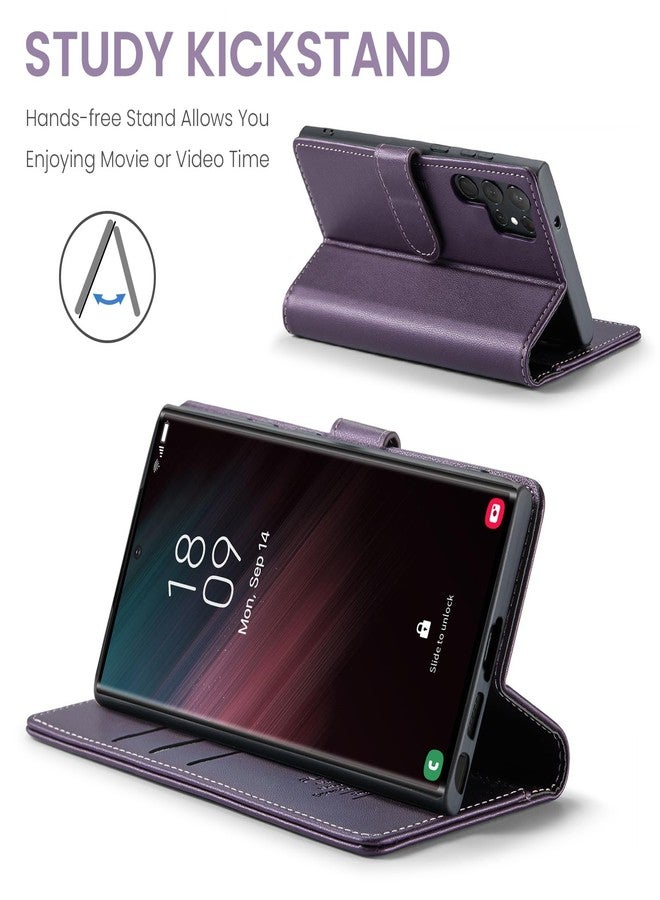 FLIPALM Wallet Case for Samsung Galaxy S23 Ultra, RFID Blocking Credit Card Holder, PU Leather Folio Flip Kickstand Protective Shockproof Cover for Samsung S23 Ultra (Purple) - Image 4