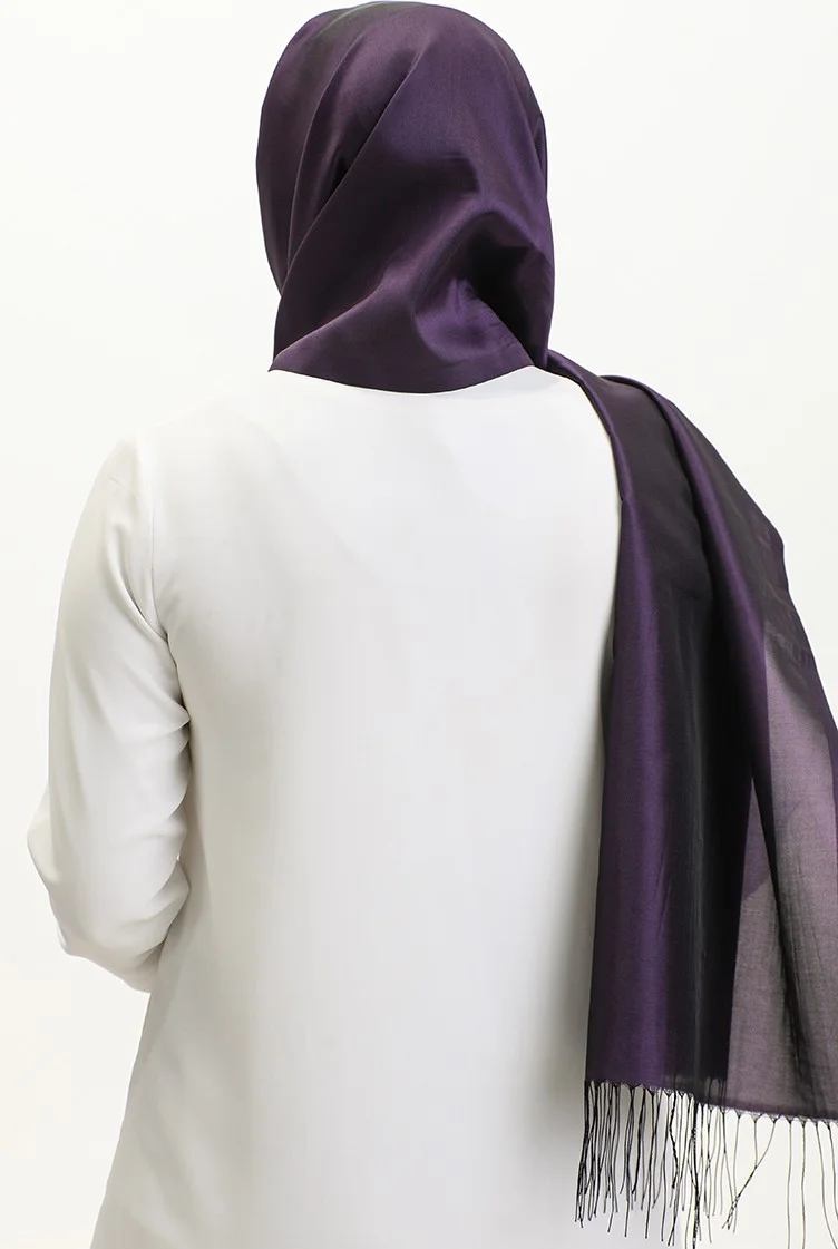 سيفا ميرفي Tassel Taffeta Shawl 1267-65 Dark Purple