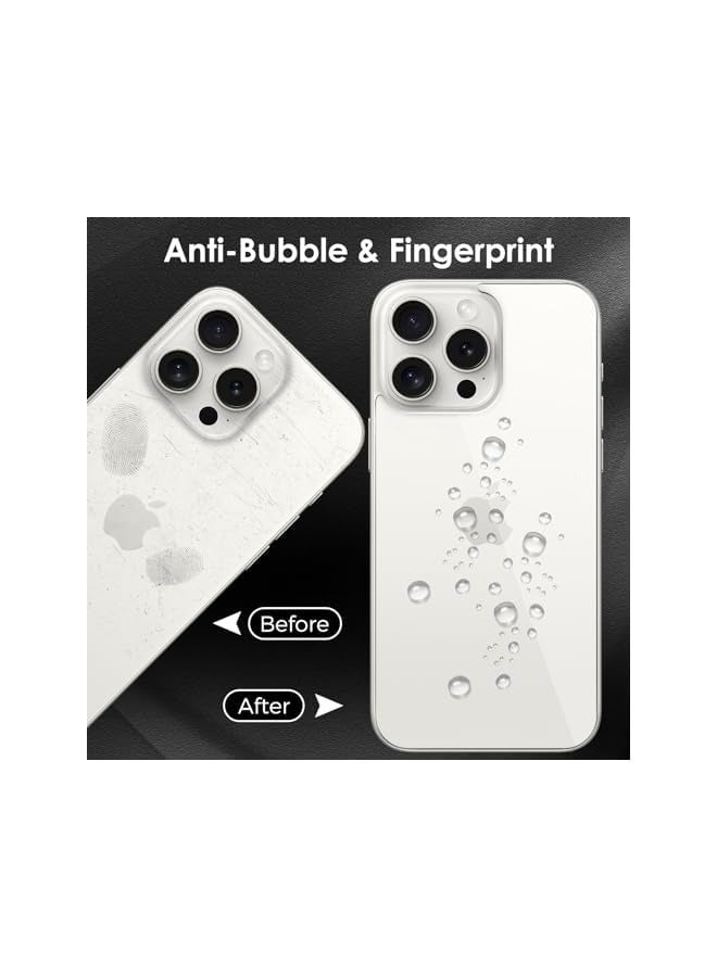 PROMASS [2 Pack] Back Screen Protectors for iPhone 15 Pro Max, Bubble-Free & Scratch-Resistant Tempered Glass Back Film (6.7 inch) - Image 3