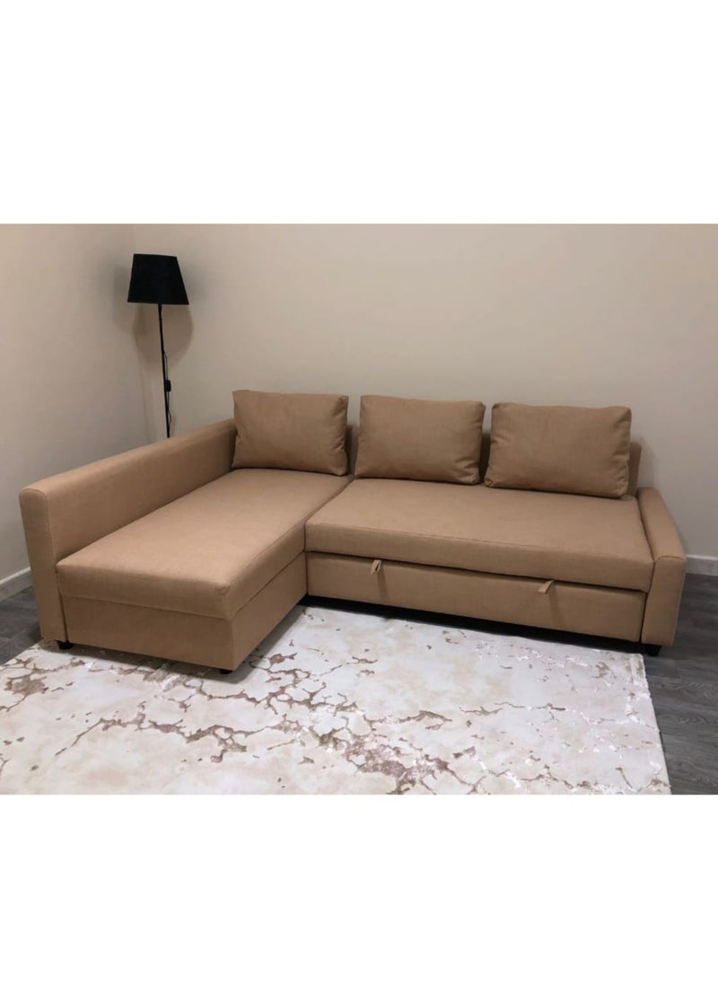SILA - SILA Convertible Sofa Cum Bed L-Shape Corner Sofa Plus Diwan Bed with Storage Box & Cushion for Living Room, Home, Office, Apartment, Studio Room Size 215x150x75 Centimeters - Image 1