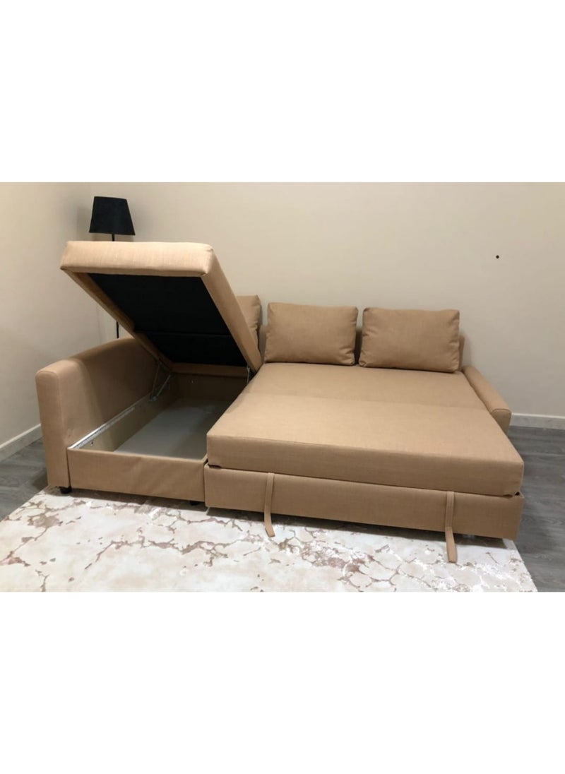 SILA - SILA Convertible Sofa Cum Bed L-Shape Corner Sofa Plus Diwan Bed with Storage Box & Cushion for Living Room, Home, Office, Apartment, Studio Room Size 215x150x75 Centimeters - Image 1