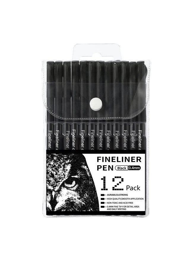RIANCY Black Ink Color Sipa Pens For Journaling Note Taking, 12 Pack Fineliner Pens For Office School Teacher Student Supplies, Journal Planner Writing Back To School Supplies, Fine Tip Markers  - Image 1