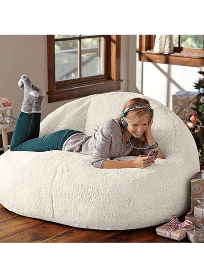 Poppins Home Poppins HOME Lazy Sofa Big Lamb Velvet Bean Bag Sofa Set Lazy Sofa Bed Unfilled Children's Adult Balcony Corner Stool Fluffy Cushion (Color : 80x135cm double)  - Image 1