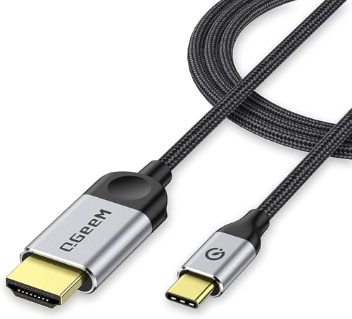 QGeeM USB C to HDMI Cable Adapter 6FT 4K, USB Type C to HDMI Thunderbolt 3/4 Compatible for iPhone 16, Galaxy, MacBook Pro/air, IPad pro, Surface,Dell XPS, HP, Thinkpad, Pixelbook, and More-Matte gray - Image 1