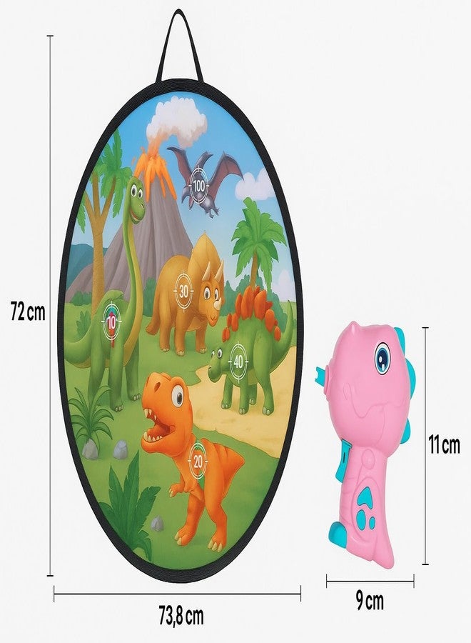 Arudrah Dinosaur-Themed Shooting Game Set with Target Board | Dinosaur Blaster, 4 Sticky Balls, 4 Sticky Darts, 4 Fly Wheels, Mounting Accessories | Ages 3+ | 73.8x72cm - Image 3