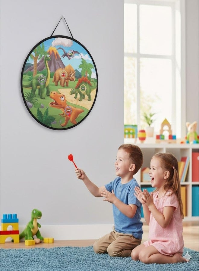 Arudrah Dinosaur-Themed Shooting Game Set with Target Board | Dinosaur Blaster, 4 Sticky Balls, 4 Sticky Darts, 4 Fly Wheels, Mounting Accessories | Ages 3+ | 73.8x72cm - Image 5