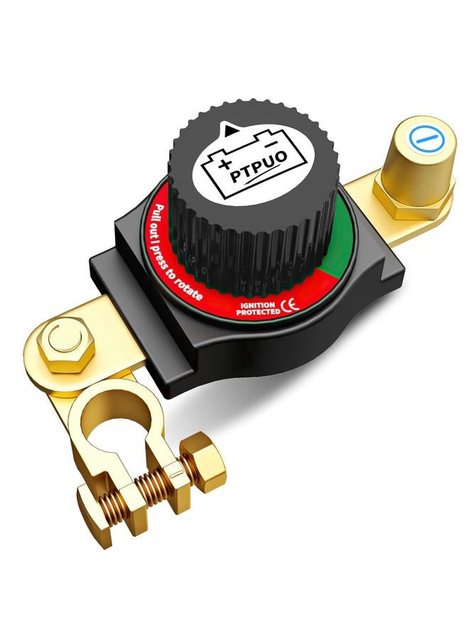 PTPUO Top Post Car Battery Disconnect Switch - Flexible Negative Terminal Kill Switch, Battery Shutoff/Cutoff Switch for Car, RV, Boat - Image 1