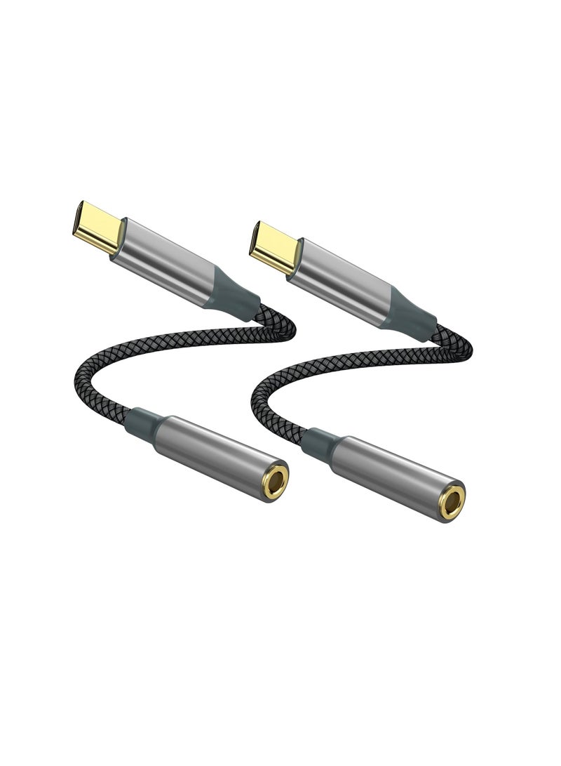 igeekwell USB C to Aux Audio Dongle Cable Cord(Pack of 2), Type C to 3.5mm Female Headphone Jack Adapter for iPhone 16 Pro Max/16 Pro, 15 Pro Max/15 Pro/15 Plus, Galaxy S23/S22/S21 Ultra, Pixel, iPad Pro, Mac，(14.5CM,2PACK) - Image 1