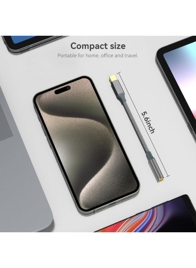 igeekwell USB C to Aux Audio Dongle Cable Cord(Pack of 2), Type C to 3.5mm Female Headphone Jack Adapter for iPhone 16 Pro Max/16 Pro, 15 Pro Max/15 Pro/15 Plus, Galaxy S23/S22/S21 Ultra, Pixel, iPad Pro, Mac，(14.5CM,2PACK) - Image 5