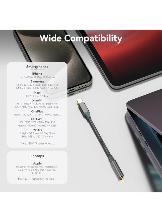 igeekwell USB C to Aux Audio Dongle Cable Cord(Pack of 2), Type C to 3.5mm Female Headphone Jack Adapter for iPhone 16 Pro Max/16 Pro, 15 Pro Max/15 Pro/15 Plus, Galaxy S23/S22/S21 Ultra, Pixel, iPad Pro, Mac，(14.5CM,2PACK) - Image 2