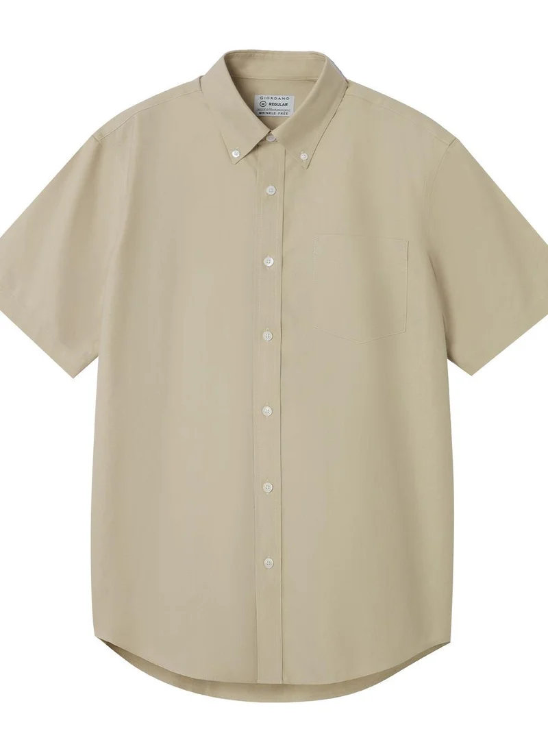 GIORDANO Men's Wrinkle Free Cotton Oxford Short Sleeve Shirt