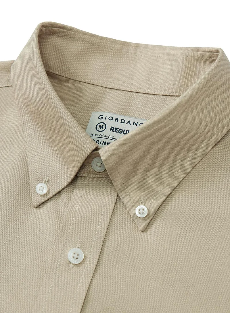 GIORDANO Men's Wrinkle Free Cotton Oxford Short Sleeve Shirt