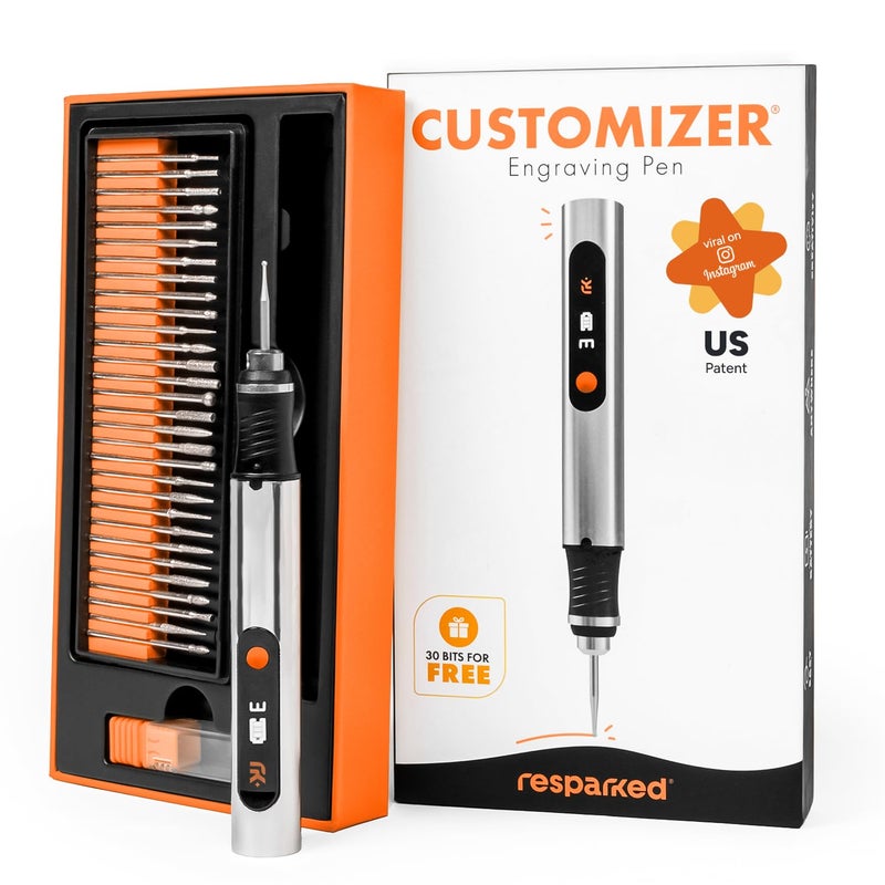 Resparked Customizer Engraving Pen Formerly Culiau Ultimate Cordless Portable Tool for Artists DIYers Engrave 50 Surfaces Beginner Friendly Rechargeable Free 30 Bits Mastery Guide