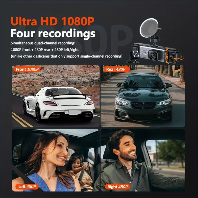 مسجل فيديو جديد بـ4 كاميرات بدقة 1080FHD لرؤية أمامية وخلفية ويسارية ويمينية بزاوية واسعة - Image 2