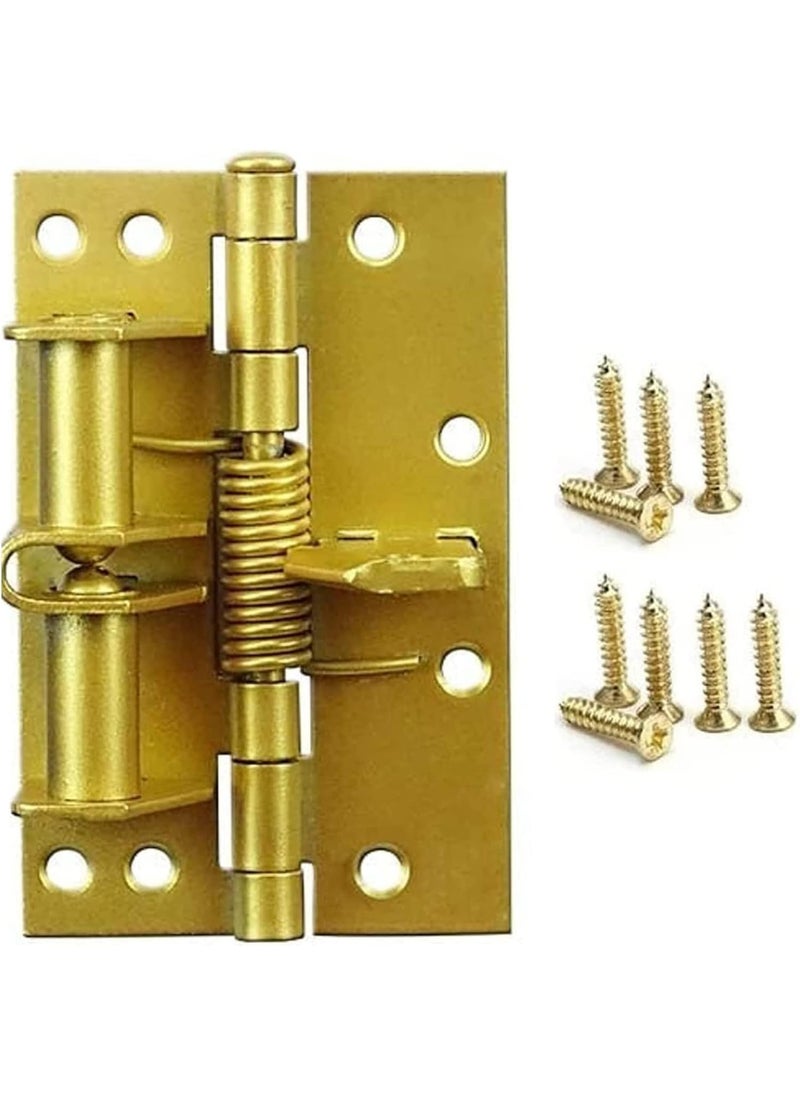 THINGS OF WORLD THINGS OF WORLD 3 in 1 Automatic Self Closing Door Hinges Lock 90 Degrees Positioning Multifunctional Heavy Duty Stainless Steel Spring Door Closer for Cabinets Home Office Gold Pack of 1  - Image 1