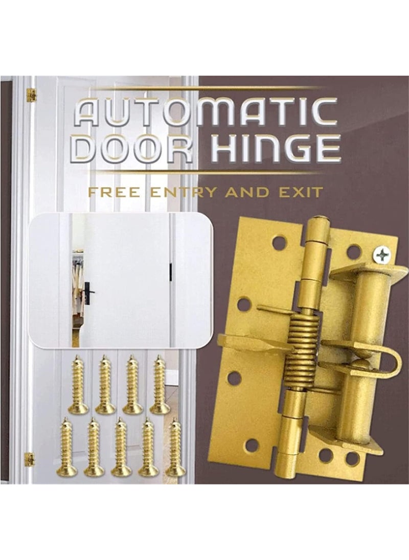 THINGS OF WORLD THINGS OF WORLD 3 in 1 Automatic Self Closing Door Hinges Lock 90 Degrees Positioning Multifunctional Heavy Duty Stainless Steel Spring Door Closer for Cabinets Home Office Gold Pack of 1  - Image 2