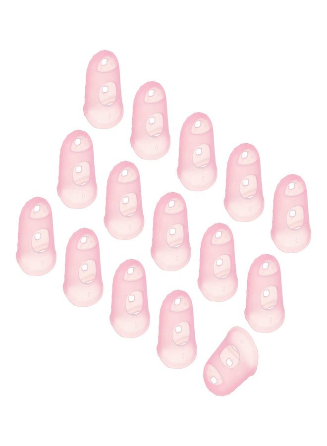 PATIKIL Finger Tip Covers Cots, Pink Silicone Finger Protectors Gloves Breathable Reusable Fingertip Caps with Air Holes for Dry Skin Finger Cracking, XS, 15 Pcs - Image 1