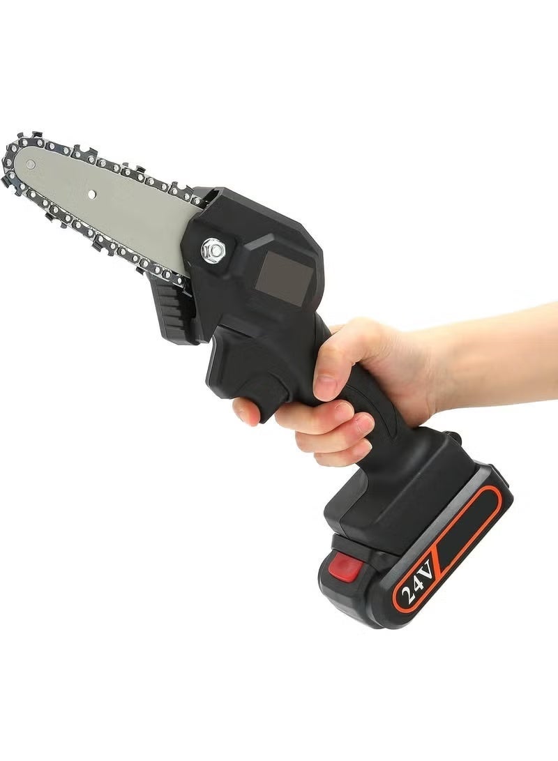 ELTRAZONE Portable 24V Cordless Mini Electric Chainsaw, Rechargeable Battery Powered Handheld Chainsaw, Sharp Wear-Resistant Chain, Compact Electric Pruning Saw, Lightweight One-Hand Cutting Tool for Garden Tree Branches, Wood Cutting & Outdoor Maintenance - Image 1