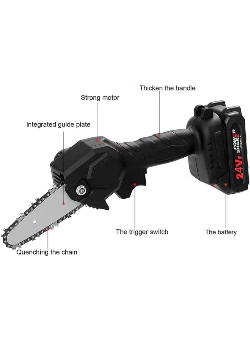 ELTRAZONE Portable 24V Cordless Mini Electric Chainsaw, Rechargeable Battery Powered Handheld Chainsaw, Sharp Wear-Resistant Chain, Compact Electric Pruning Saw, Lightweight One-Hand Cutting Tool for Garden Tree Branches, Wood Cutting & Outdoor Maintenance - Image 4
