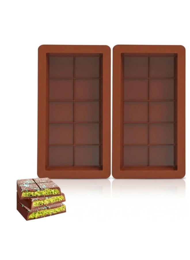 SOBHYS Silicone Chocolate Bar Mold – 2-Piece Set, 8-Segment Rectangular Mold, Brown, 25x13x2 cm for Homemade Chocolate, Filled Bars & Chilled Desserts –SOBHYS - Image 1