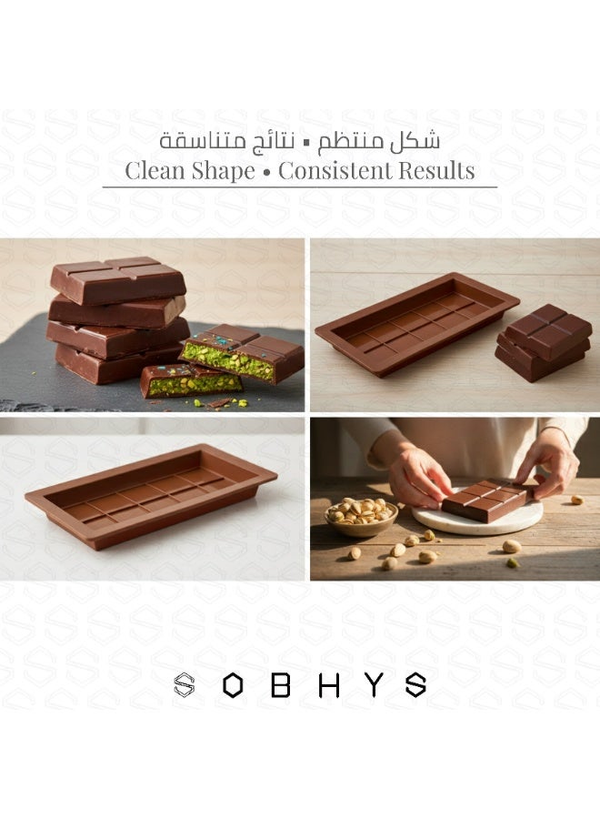 SOBHYS Silicone Chocolate Bar Mold – 2-Piece Set, 8-Segment Rectangular Mold, Brown, 25x13x2 cm for Homemade Chocolate, Filled Bars & Chilled Desserts –SOBHYS - Image 3
