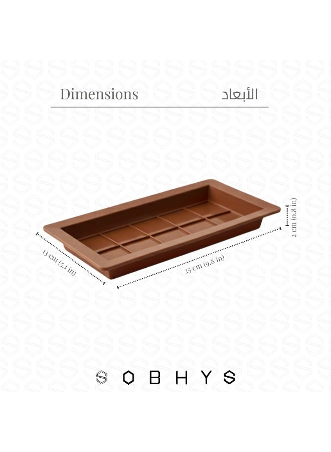 SOBHYS Silicone Chocolate Bar Mold – 2-Piece Set, 8-Segment Rectangular Mold, Brown, 25x13x2 cm for Homemade Chocolate, Filled Bars & Chilled Desserts –SOBHYS - Image 2