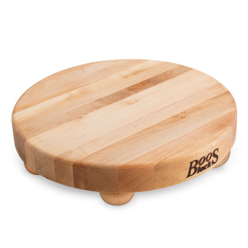 John Boos Boos Block B Series Round Wood Cutting Board with Feet, 1.5-Inch Thickness, 12" x 12" x 1 1/2", Maple - Image 1