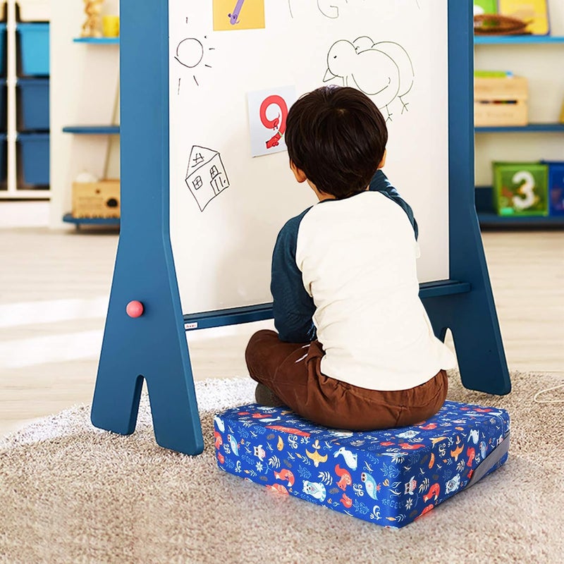 SUNMALL Dining Chair Heightening Cushion Portable Dismountable Adjustable Highchair Booster for Baby Toddler Kids Infant Washable Thick Chair Seat Pad Mat (Blue Bear) - Image 4