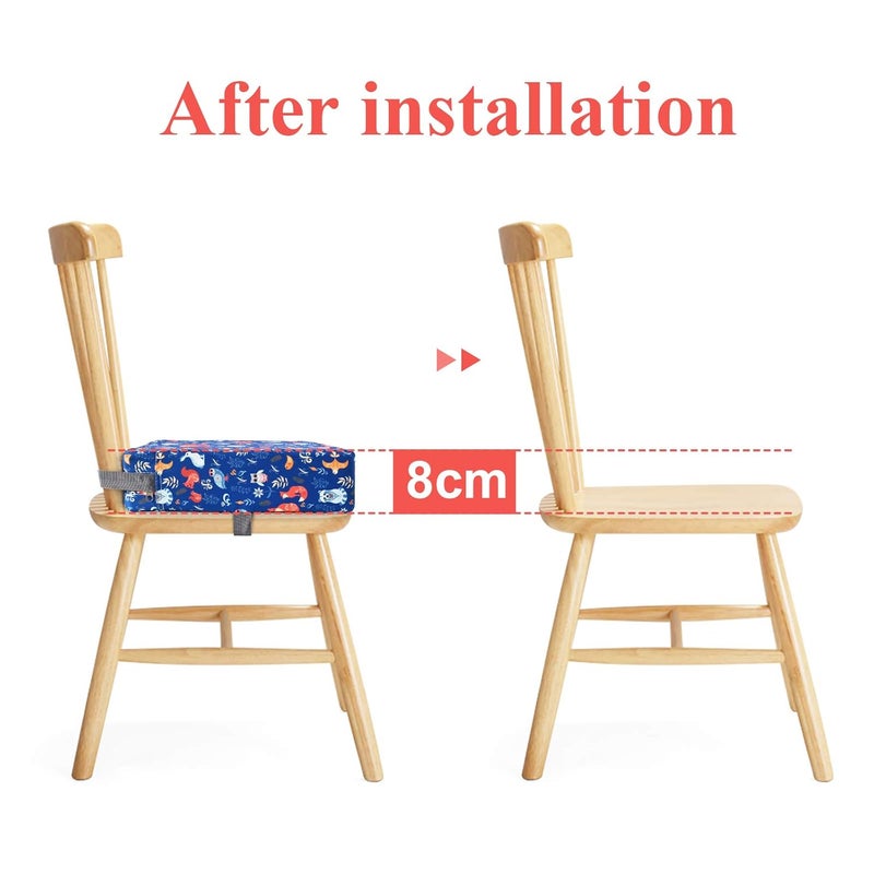 SUNMALL Dining Chair Heightening Cushion Portable Dismountable Adjustable Highchair Booster for Baby Toddler Kids Infant Washable Thick Chair Seat Pad Mat (Blue Bear) - Image 5