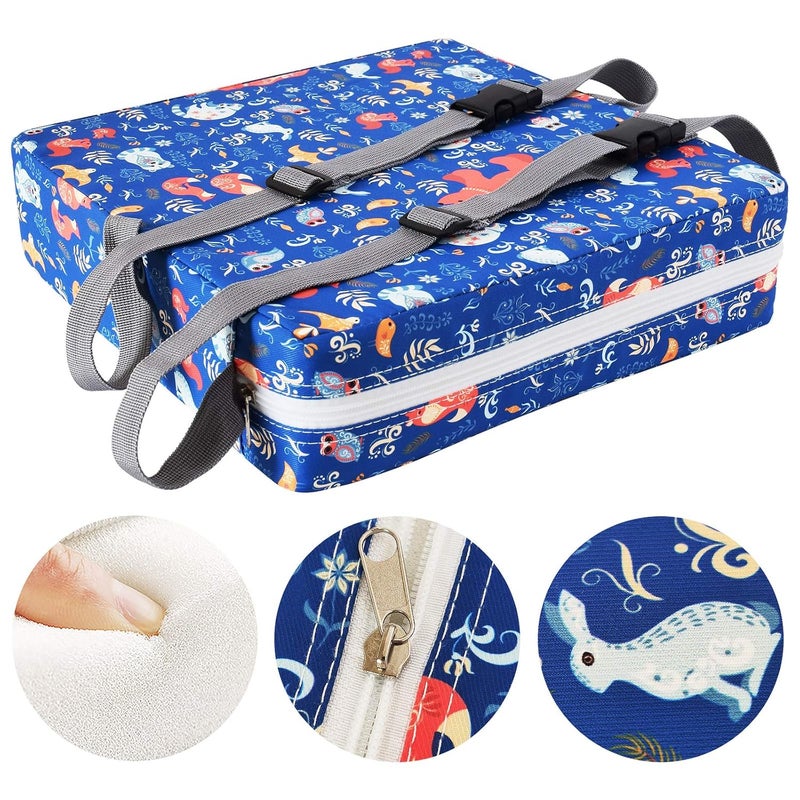 SUNMALL Dining Chair Heightening Cushion Portable Dismountable Adjustable Highchair Booster for Baby Toddler Kids Infant Washable Thick Chair Seat Pad Mat (Blue Bear) - Image 2