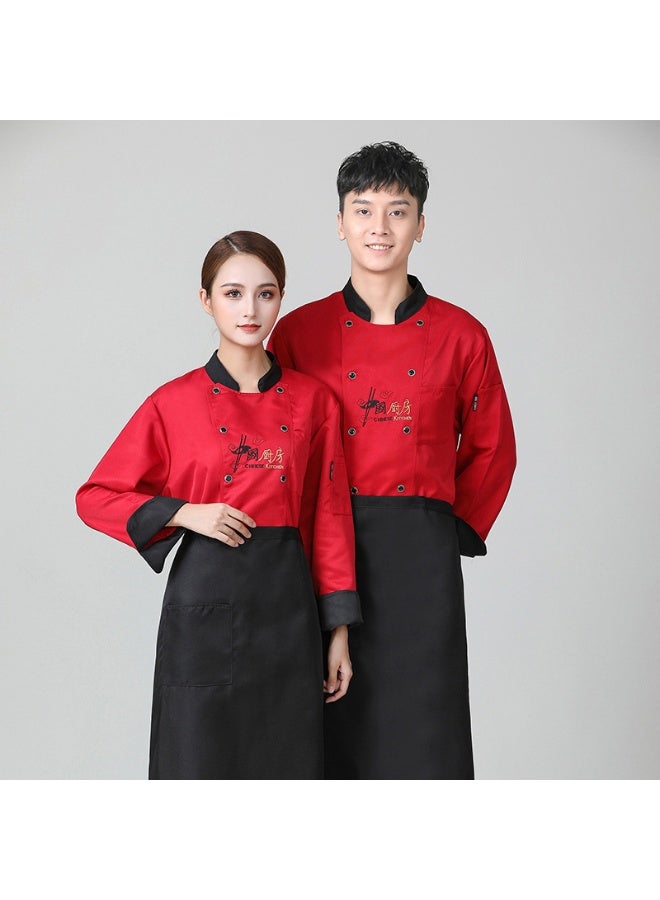 NIBEMINENT Chef Coat Stand Collar Long Sleeves Pockets Embroidery Cooking Clothes Men Women Chef Work Uniform Jacket for Restaurant  - Image 1